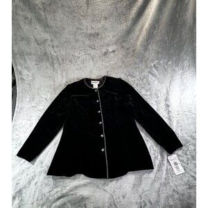 Ronni Nicole II Womens 1X Black Velvet Rhinestone Button Jacket